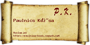 Paulnics Kósa névjegykártya